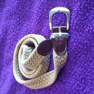 Tan braided belt with brown & silver accents